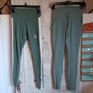 Puma Olive Leggings with White Accent